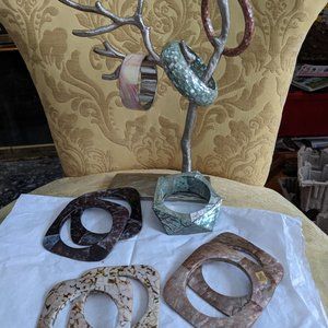 10-pc Assorted Inlaid Sea Shell bangles